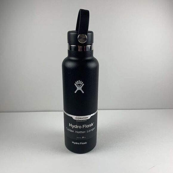 Hydro Flask S21SX001 Black Stainless Steel Insulated Bottle Flex Straw Cap 21 oz - Picture 1 of 6